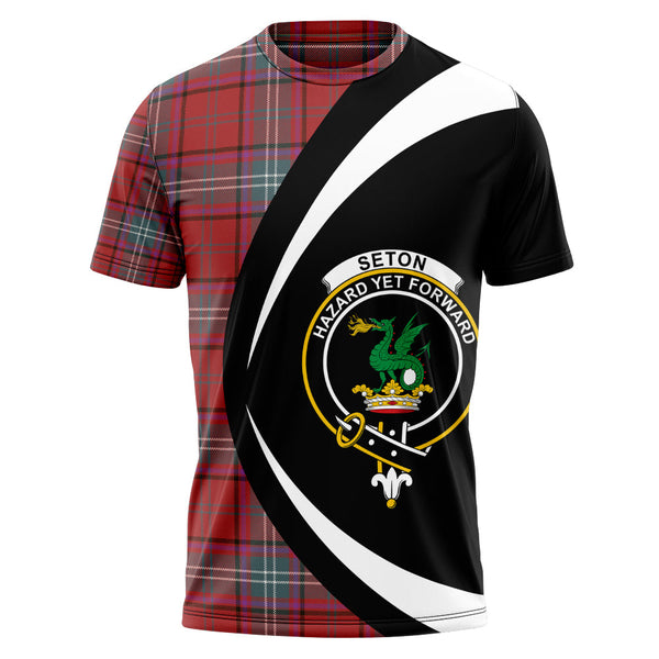 Seton Weathered Clan Badge Tartan T-Shirt Circle Style Personalized