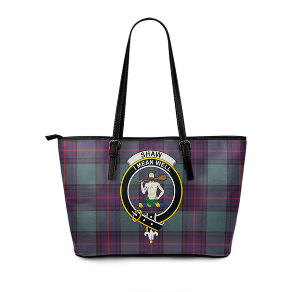 Shaw Weathered Clan Badge Tartan Leather Tote Bag