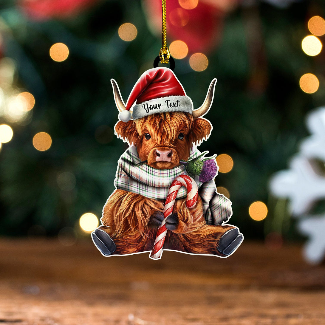 Shaw Women-s Dress Modern Tartan Wood Acrylic Ornament Highland Cow And Thistle Personalized