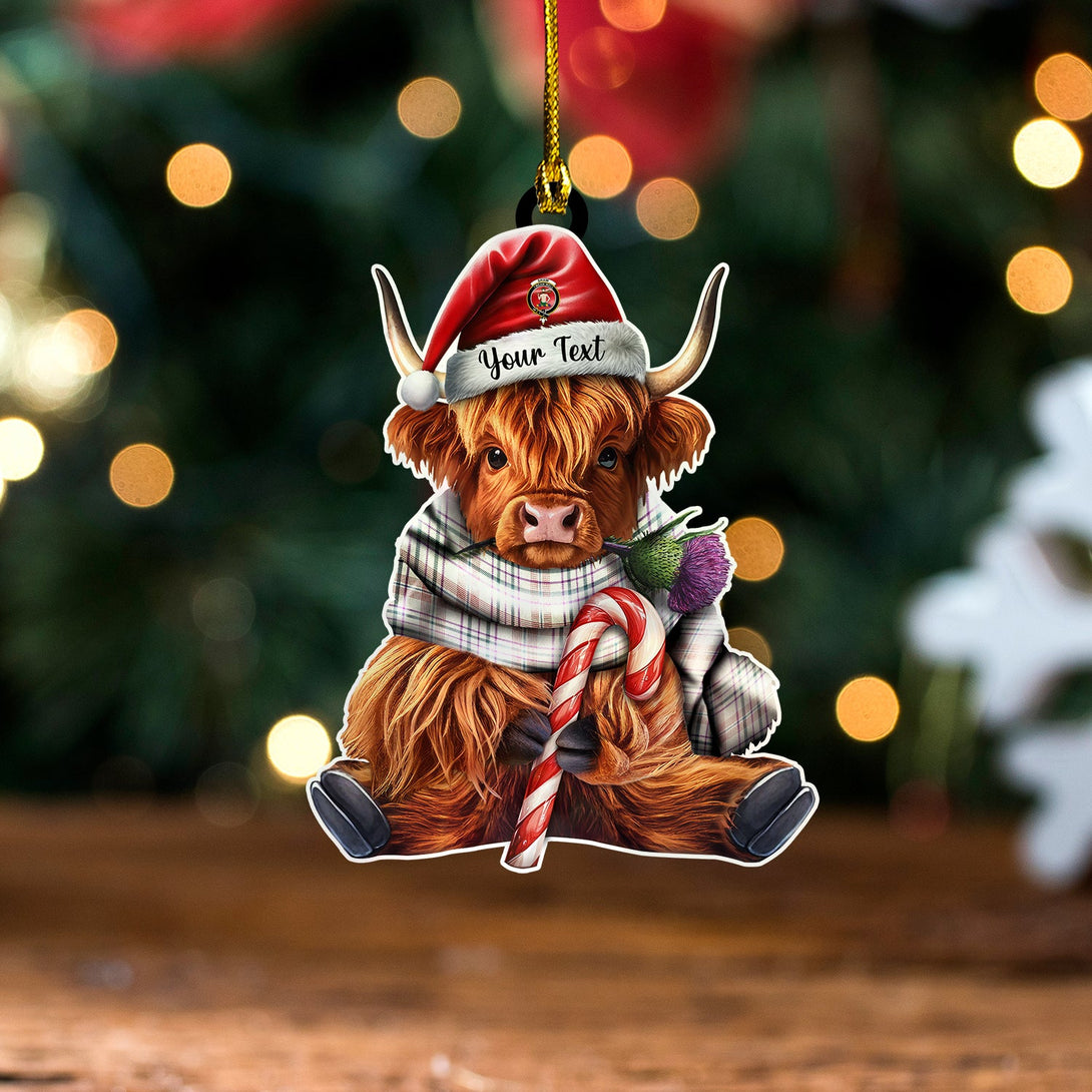 Shaw Women's Dress Weathered Clan Badge Tartan Wood Acrylic Ornament Highland Cow And Thistle Personalized