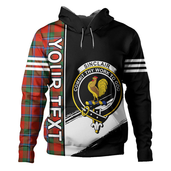 Sinclair Ancient Clan Badge Tartan Hoodie Quarter Style Personalized