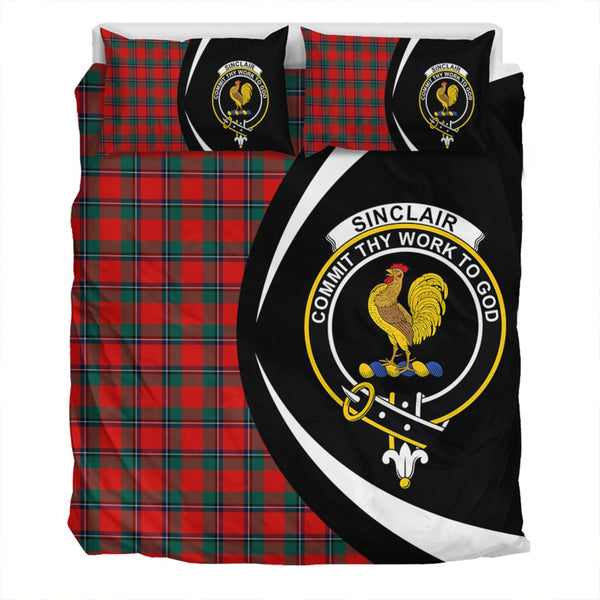 Sinclair Modern Clan Badge Tartan Bedding Set Circle Style