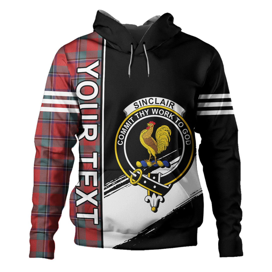 Sinclair Weathered Clan Badge Tartan Hoodie Quarter Style Personalized