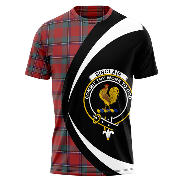 Sinclair Weathered Clan Badge Tartan T-Shirt Circle Style Personalized