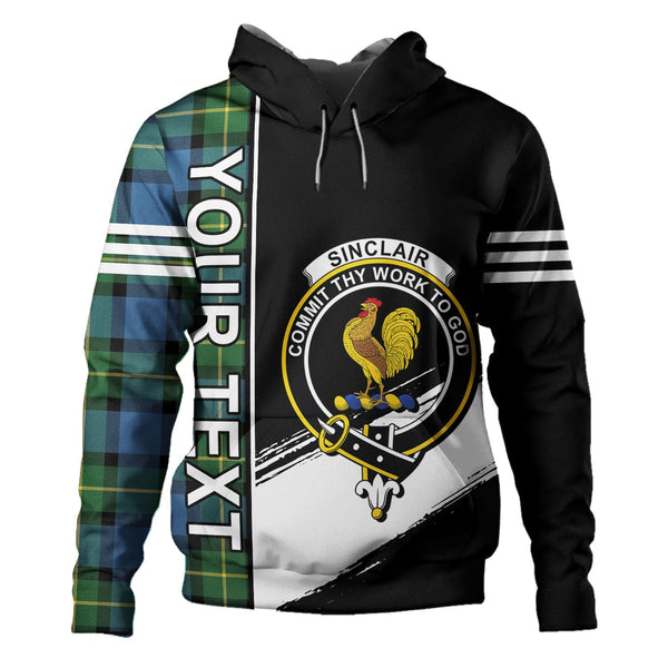 Sinclair of Ulster Ancient Clan Badge Tartan Hoodie Quarter Style Personalized