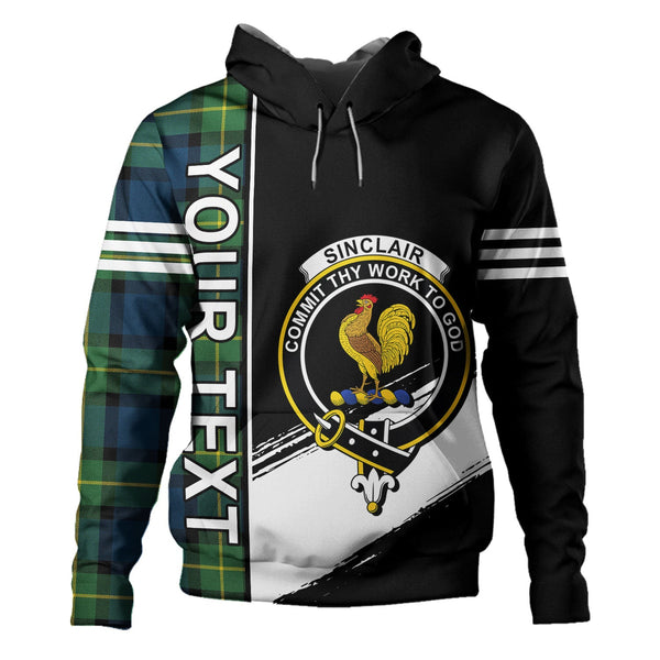 Sinclair of Ulster Modern Clan Badge Tartan Hoodie Quarter Style Personalized