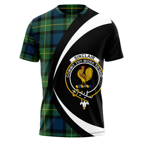 Sinclair of Ulster Modern Clan Badge Tartan T-Shirt Circle Style Personalized