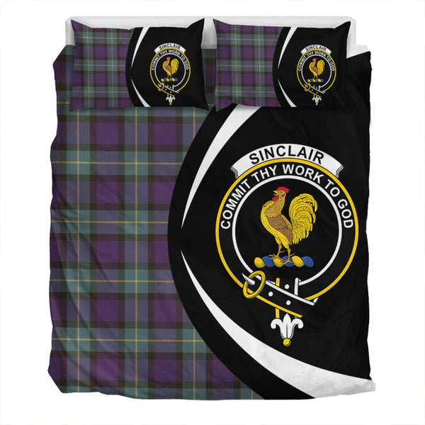 Sinclair of Ulster Weathered Clan Badge Tartan Bedding Set Circle Style