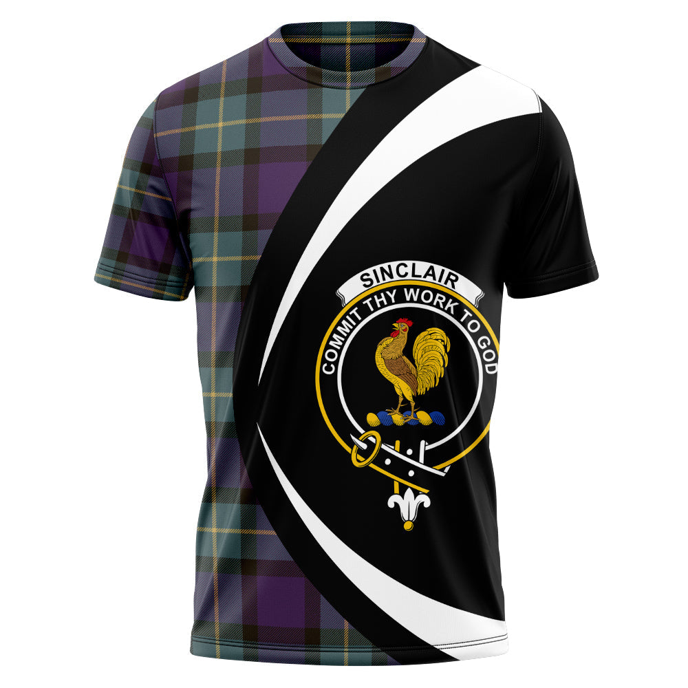 Sinclair of Ulster Weathered Clan Badge Tartan T-Shirt Circle Style Personalized