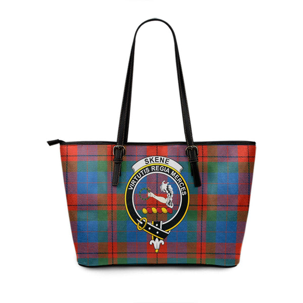 Skene of Cromar Ancient Clan Badge Tartan Leather Tote Bag