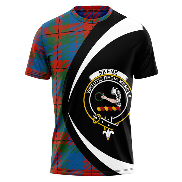 Skene of Cromar Ancient Clan Badge Tartan T-Shirt Circle Style Personalized