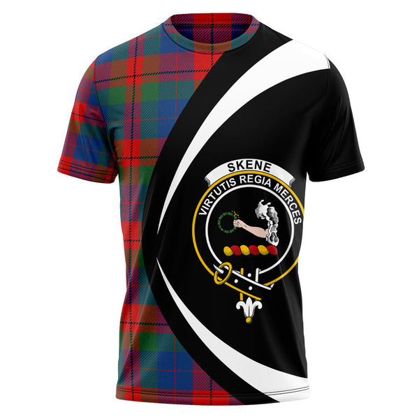 Skene of Cromar Modern Clan Badge Tartan T-Shirt Circle Style Personalized