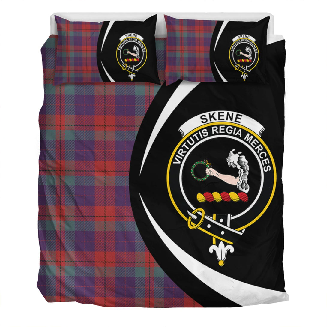 Skene of Cromar Weathered Clan Badge Tartan Bedding Set Circle Style