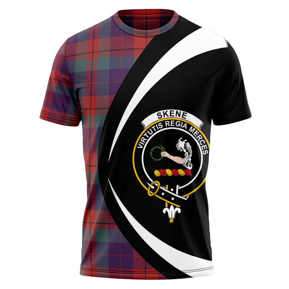 Skene of Cromar Weathered Clan Badge Tartan T-Shirt Circle Style Personalized