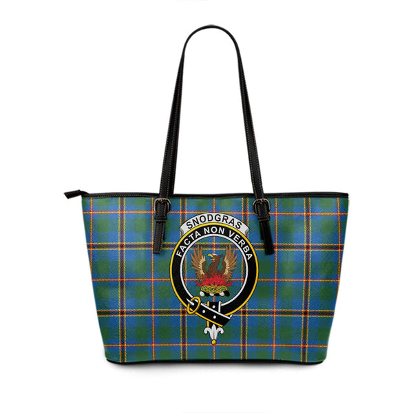 Snodgrass Modern Clan Badge Tartan Leather Tote Bag