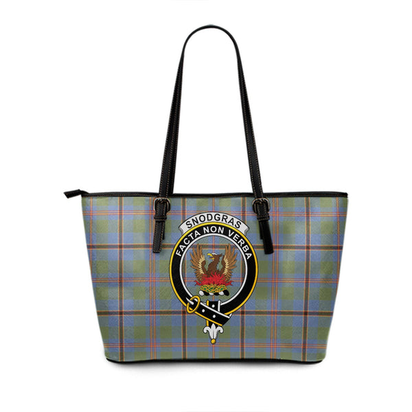 Snodgrass Weathered Clan Badge Tartan Leather Tote Bag