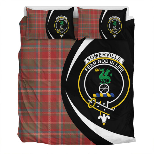 Somerville Weathered Clan Badge Tartan Bedding Set Circle Style