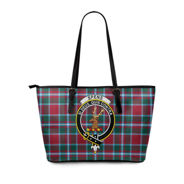 Spens Modern Clan Badge Tartan Leather Tote Bag