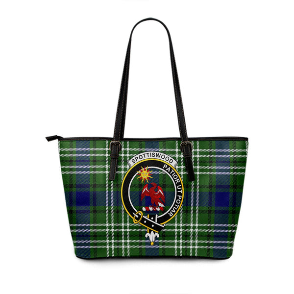 Spottiswood Clan Badge Tartan Leather Tote Bag