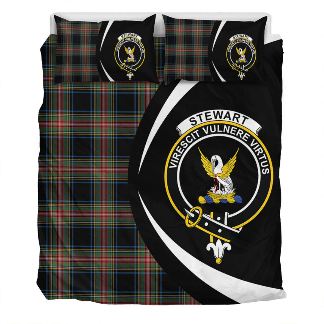 Stewart Black Ancient Clan Badge Tartan Bedding Set Circle Style