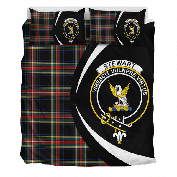 Stewart Black Modern Clan Badge Tartan Bedding Set Circle Style