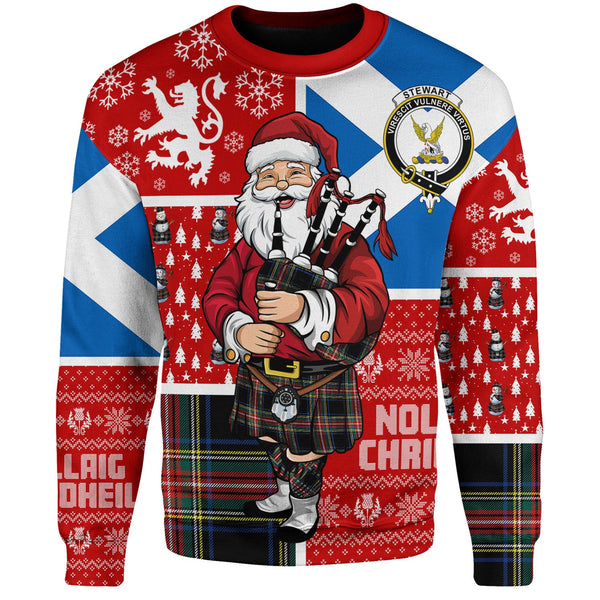 Stewart Black Modern Clan Badge Tartan Sweatshirt Scotland Christmas Santa