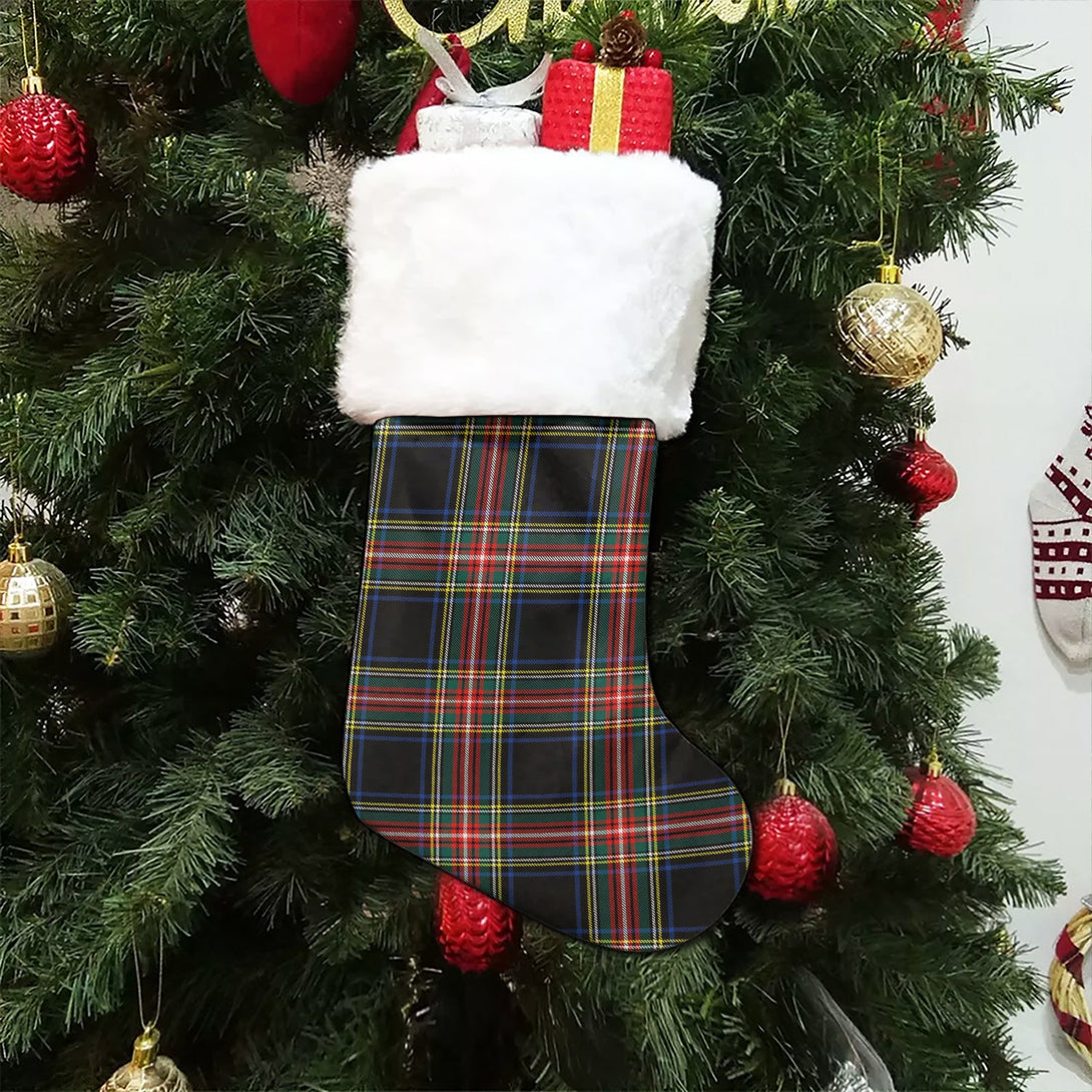 Stewart Black Modern Tartan Christmas Stocking