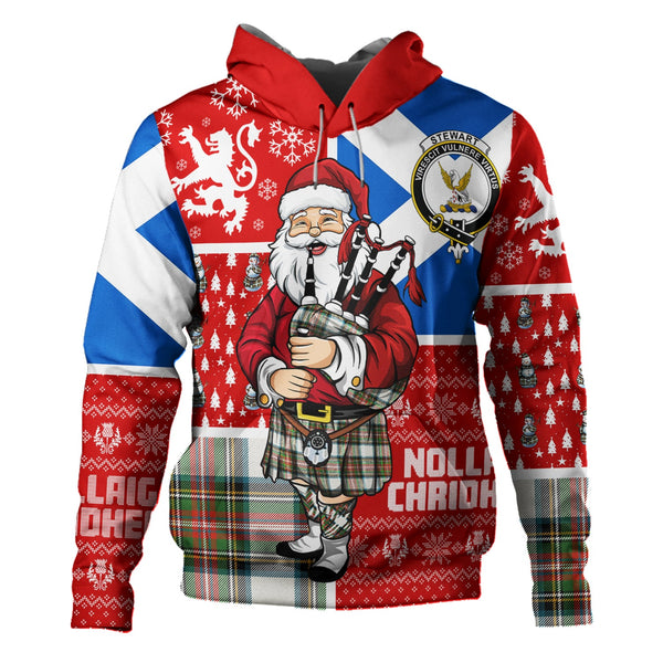 Stewart Dress Ancient Clan Badge Tartan Hoodie Scotland Christmas Santa