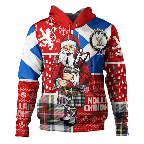 Stewart Dress Modern Clan Badge Tartan Hoodie Scotland Christmas Santa