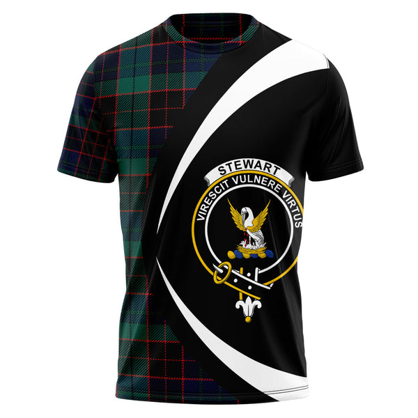 Stewart Old Modern Clan Badge Tartan T-Shirt Circle Style Personalized