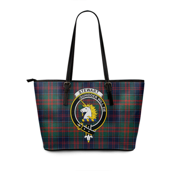 Stewart of Appin Hunting Modern Clan Badge Tartan Leather Tote Bag