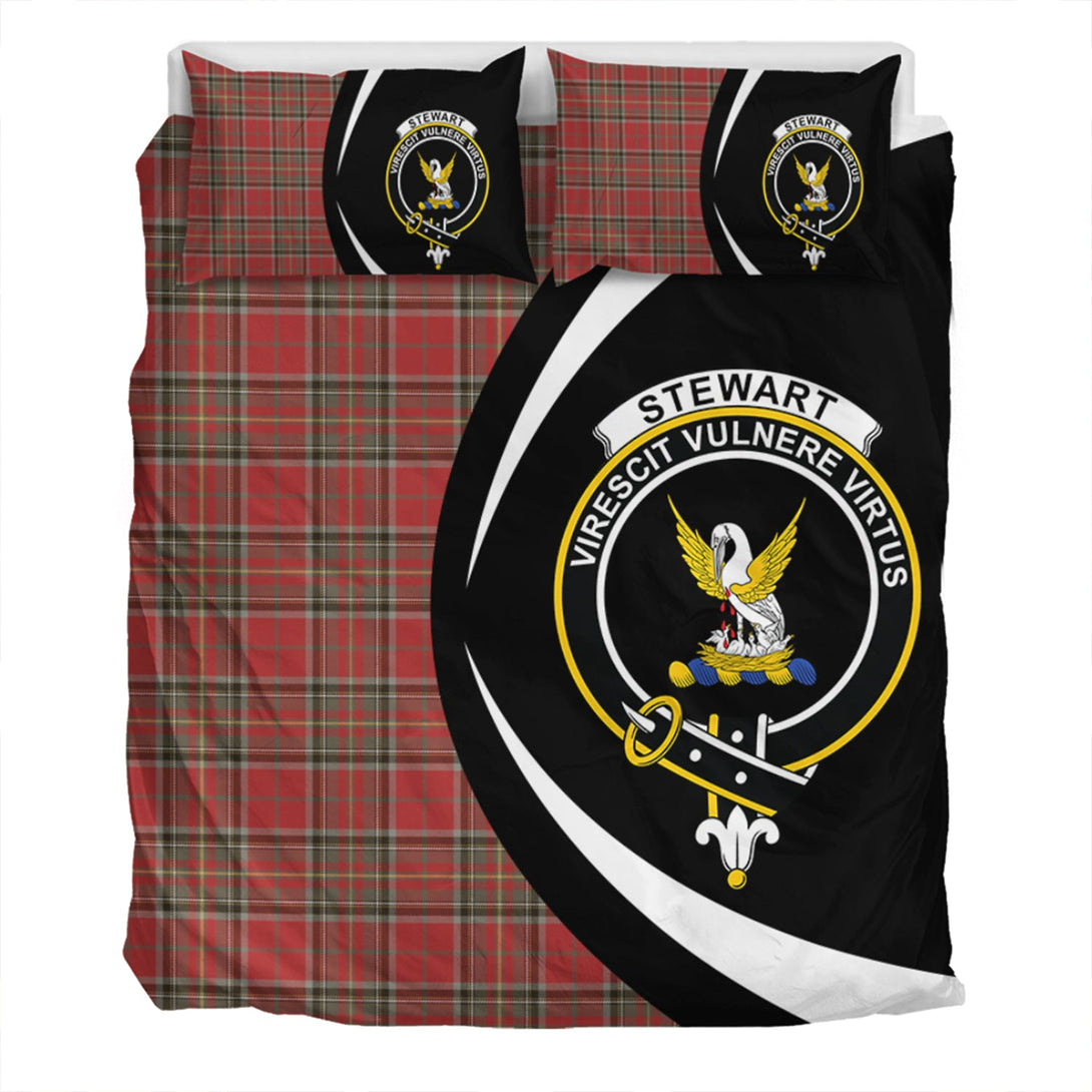 Stewart of Galloway Weathered Clan Badge Tartan Bedding Set Circle Style