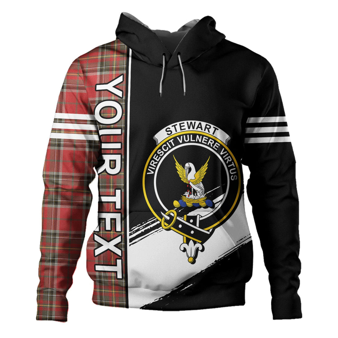 Stewart of Galloway Weathered Clan Badge Tartan Hoodie Quarter Style Personalized