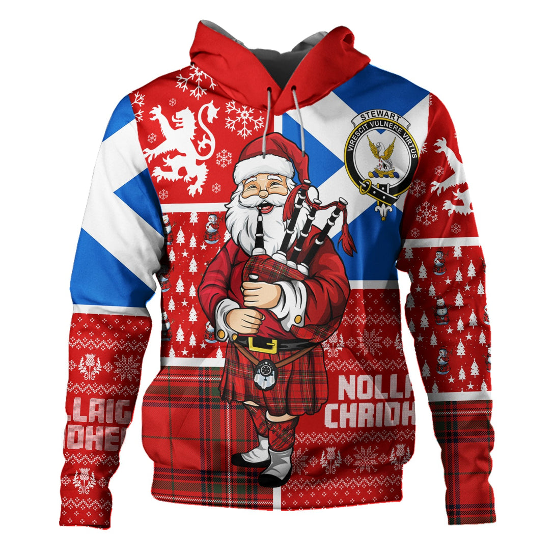 Stewart of Rothesay Modern Clan Badge Tartan Hoodie Scotland Christmas Santa