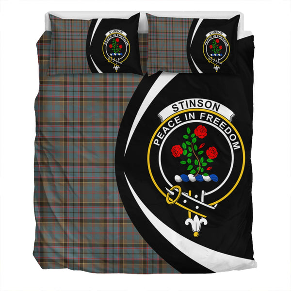 Stinson (Stephenson Stevenson) Weathered Clan Badge Tartan Bedding Set Circle Style