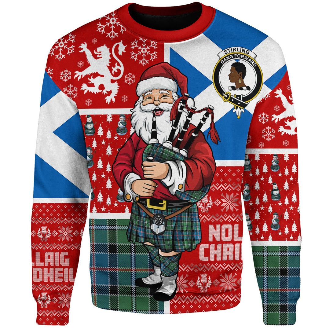 Stirling Modern Clan Badge Tartan Sweatshirt Scotland Christmas Santa