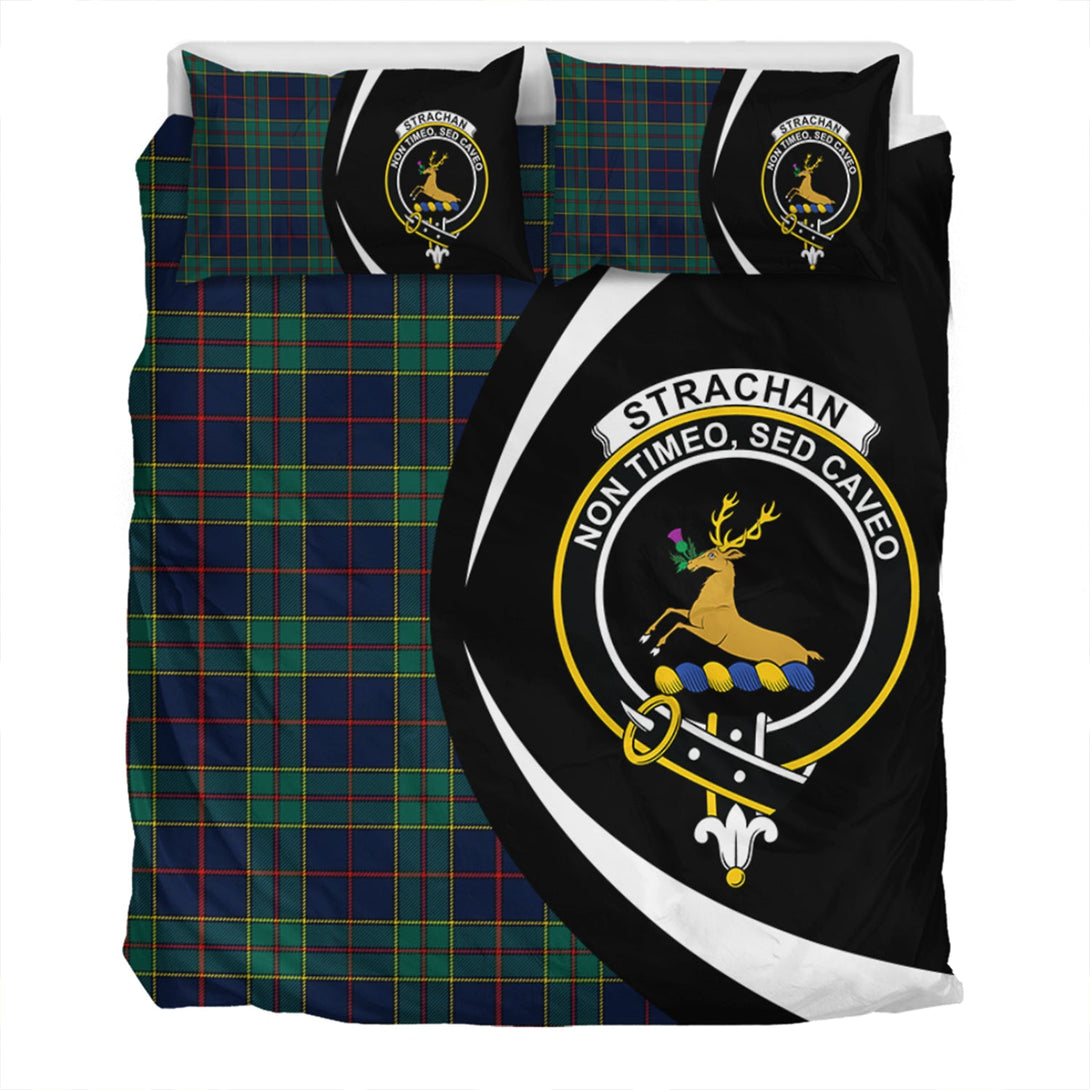 Strachan Modern Clan Badge Tartan Bedding Set Circle Style