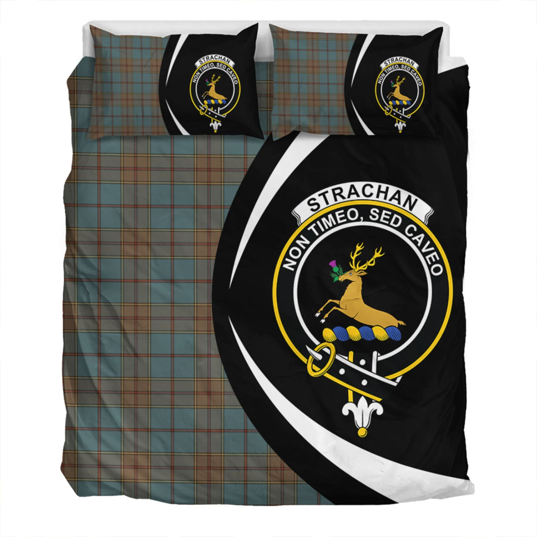 Strachan Weathered Clan Badge Tartan Bedding Set Circle Style