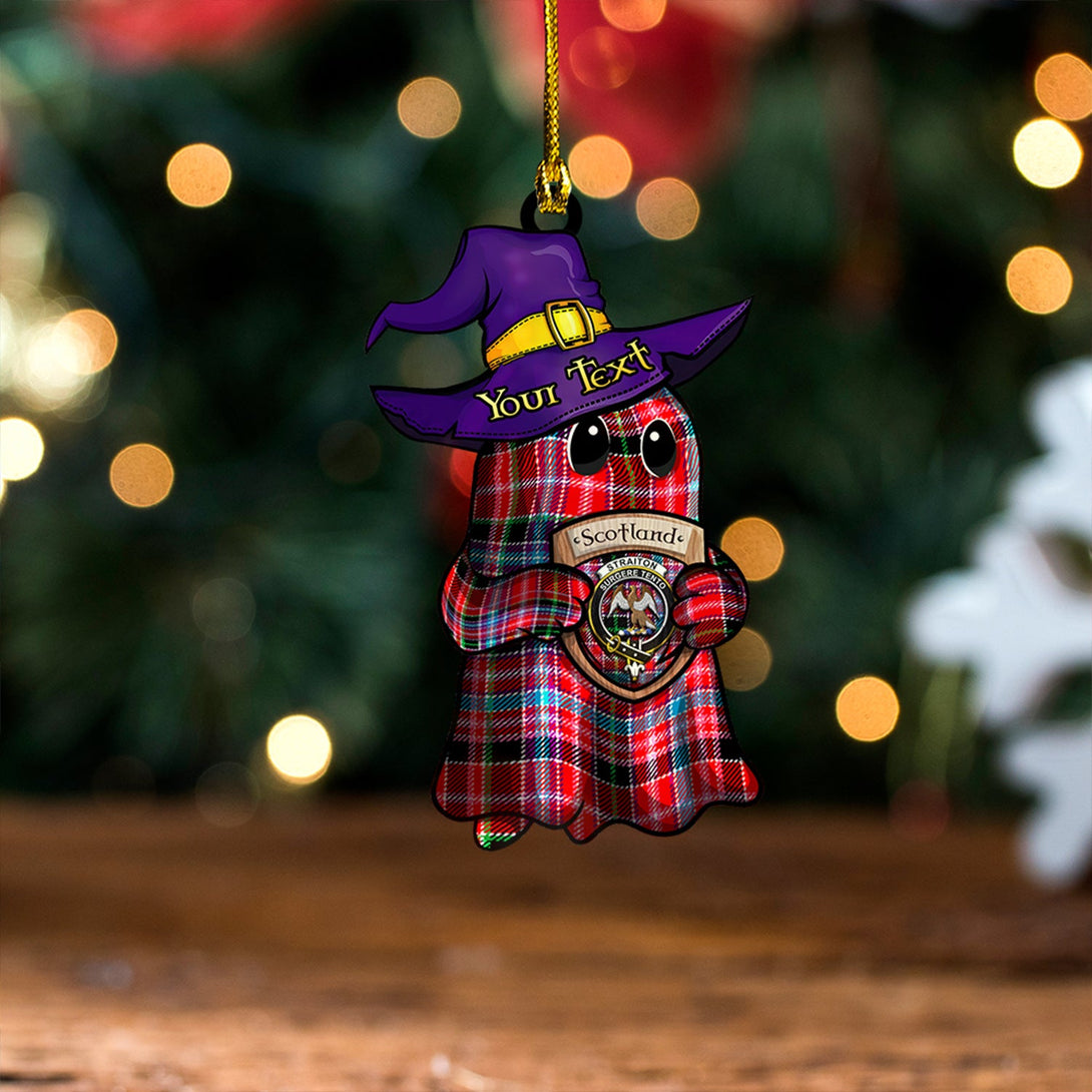 Straiton Clan Badge Tartan Wood Acrylic Ornament Halloween Ghost