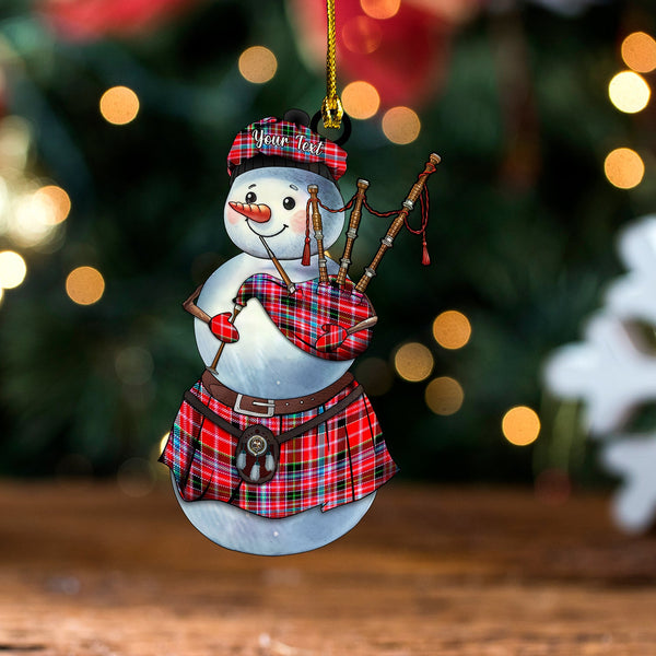 Straiton Clan Badge Tartan Wood Acrylic Ornament Snowman Bagpipe Personalized