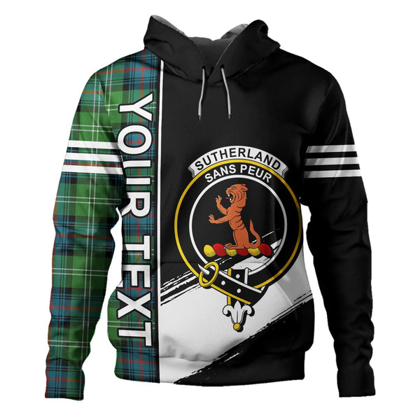 Sutherland Ancient Clan Badge Tartan Hoodie Quarter Style Personalized