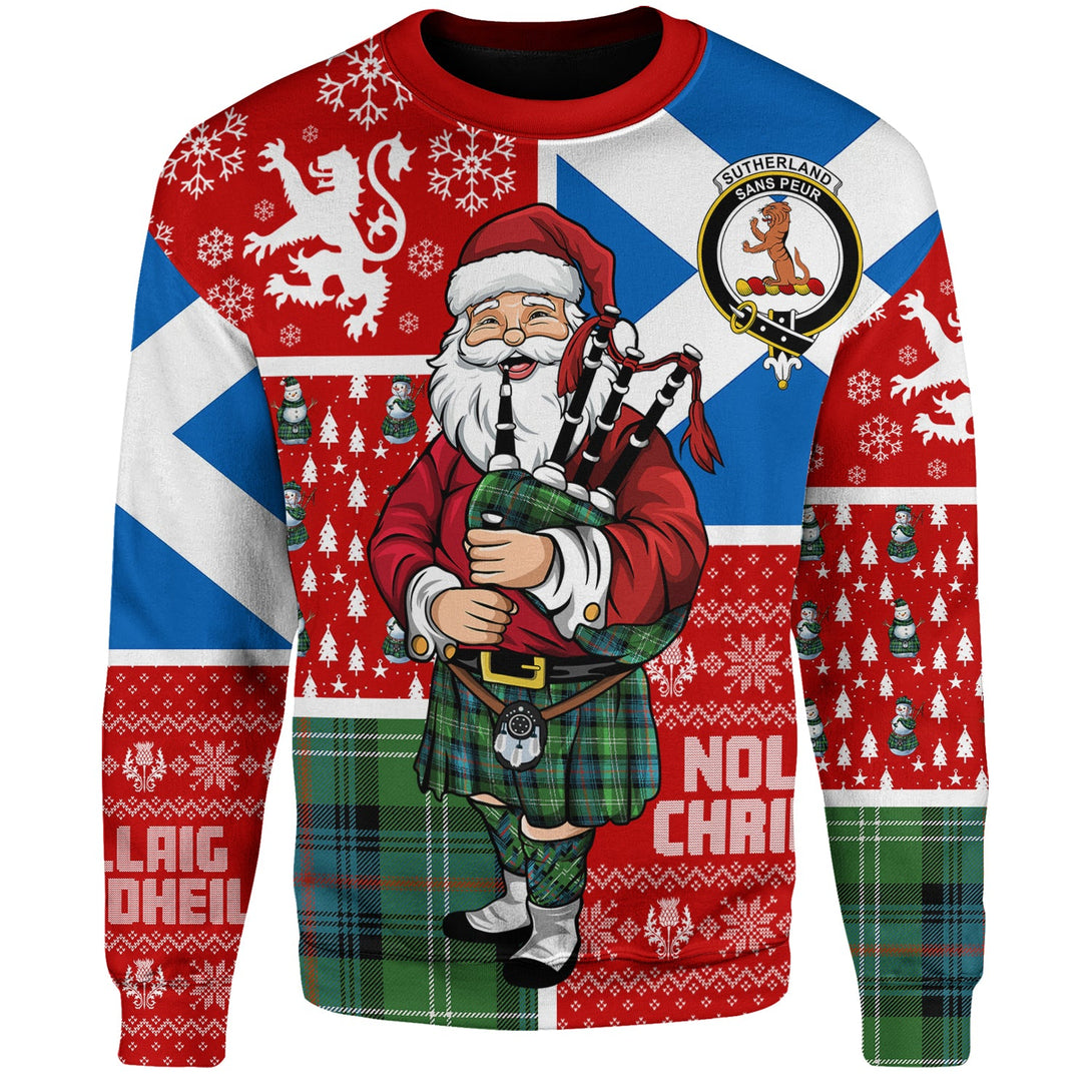 Sutherland Ancient Clan Badge Tartan Sweatshirt Scotland Christmas Santa