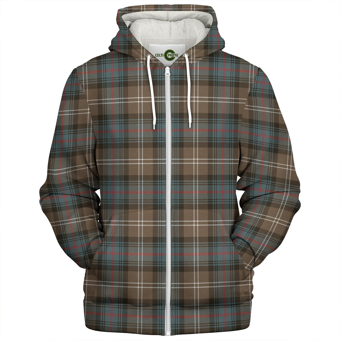 Sutherland Weathered Clan Badge Tartan Sherpa Hoodie