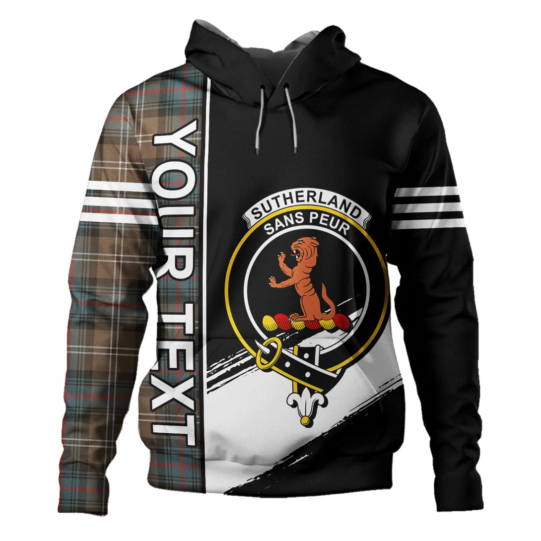 Sutherland Weathered Clan Badge Tartan Hoodie Quarter Style Personalized