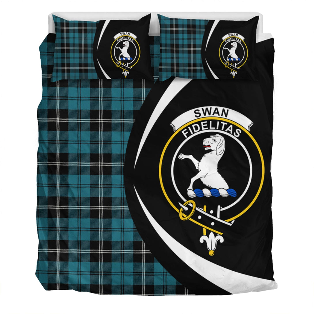 Swan Ancient Clan Badge Tartan Bedding Set Circle Style