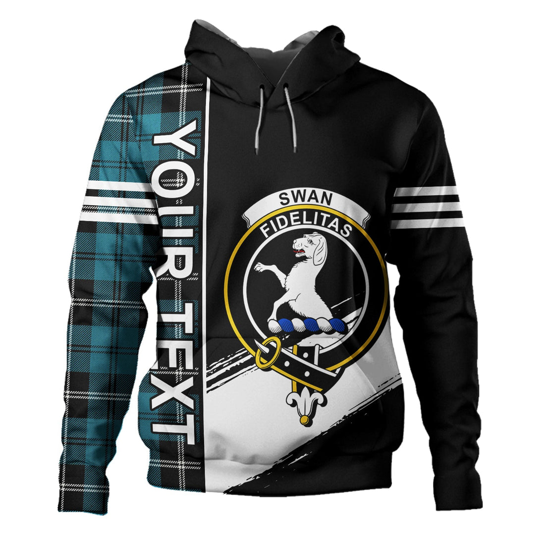 Swan Ancient Clan Badge Tartan Hoodie Quarter Style Personalized