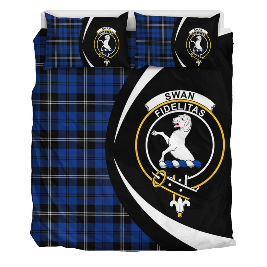 Swan Modern Clan Badge Tartan Bedding Set Circle Style