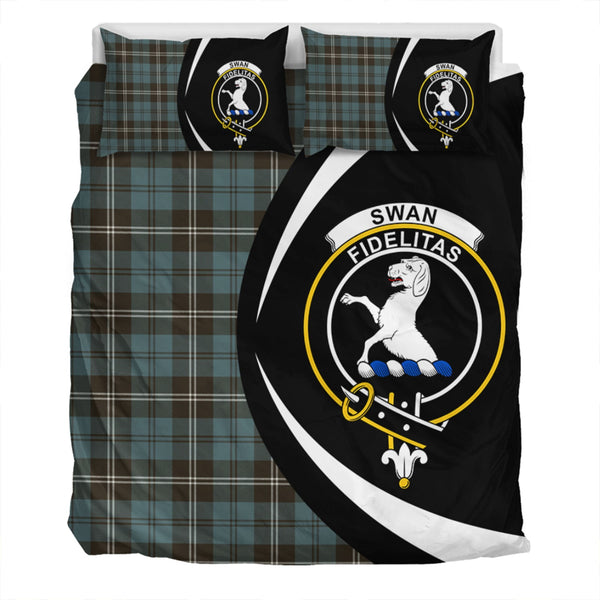 Swan Weathered Clan Badge Tartan Bedding Set Circle Style