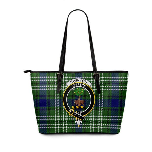 Swinton Clan Badge Tartan Leather Tote Bag