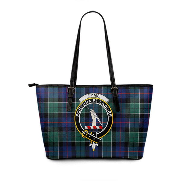 Syme Modern Clan Badge Tartan Leather Tote Bag